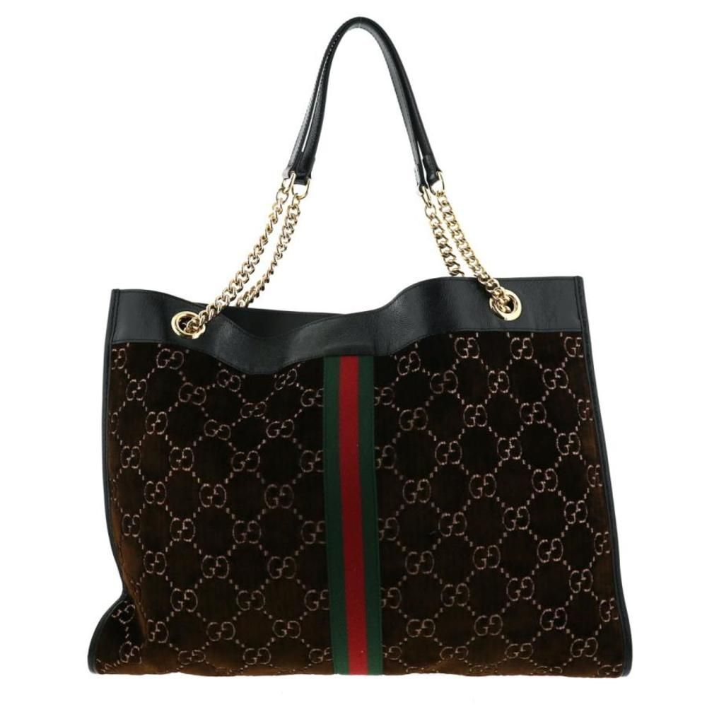 Gucci Brown Velor Shoulder Bag Rajah Large Tote Bag - Picture 4 of 6